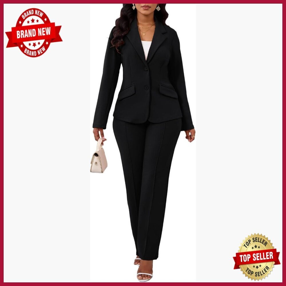 Women's 2-Piece Suit Set Long Sleeve Blazer Pants Business Casual Outfit